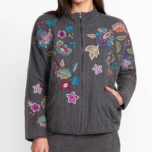 JOHNNY WAS DOLMAN QUILTED JACKET Size XS Gray Quilted NWT